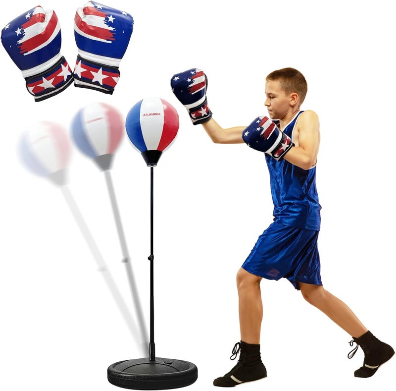 Atlasonix Punching Bag for Kids 8-12 | Kids Punching Bag with Gloves, Boxing Set with Gloves - Fun Karate Ninja Games - Birthday for Boys & Girls - Indoor Outdoor Boxing Equipment - Image 5